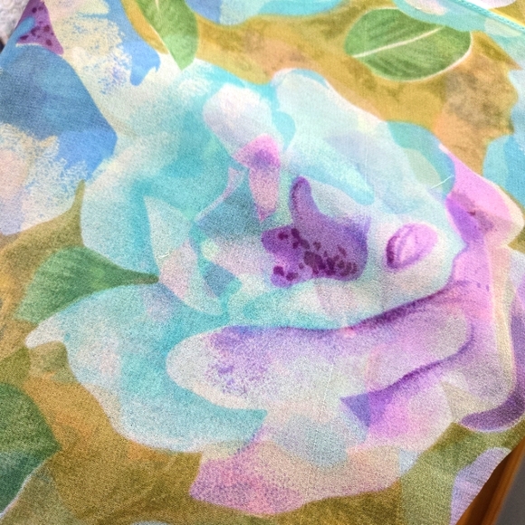 Three Sheer Woman's Scarfs, 2 Square, 1 Rectangle, Pastel & Neutral Colors - Picture 4 of 16